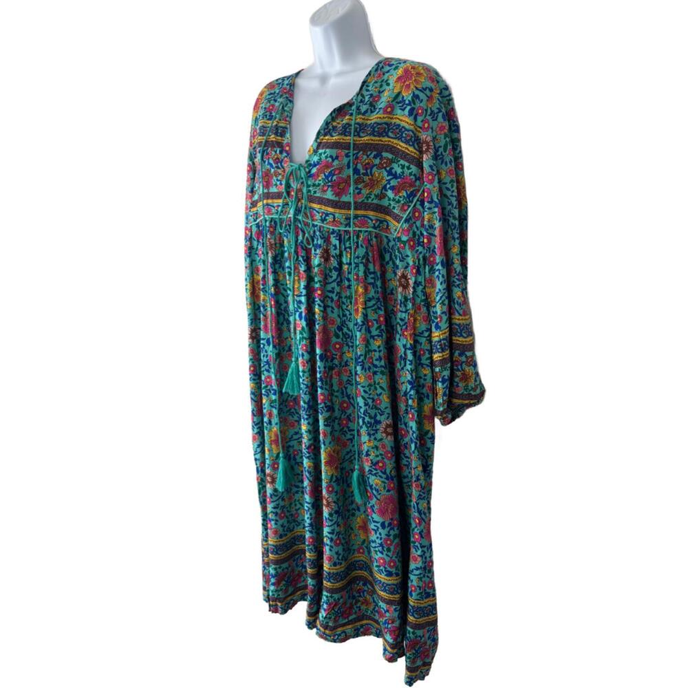 NWT R. Vivimos Women's Sz M Blue Boho Floral Print Flowy Dress (1929) - Picture 3 of 7